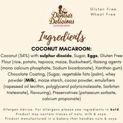 Denise's Delicious Gluten Free Coconut Macaroon Case of 12